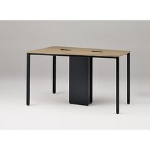 アクトリンク ハイテーブル台形型 配線キャップ付 アジャスター脚 W1800×D1200×H720　JPH-1812TWA-TM　［TM：天板 71/アッシュドオークＭ×脚 T1/サテンブラックT］