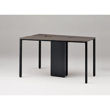 アクトリンク ハイテーブル台形型 配線キャップ付 アジャスター脚 W1800×D1200×H720　JPH-1812TWA-TR　［TR：天板 81/アッシュドオークD×脚 T1/サテンブラックT］