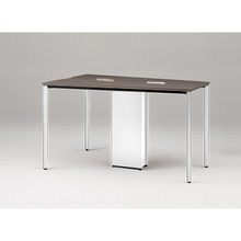 アクトリンク ハイテーブル台形型 配線キャップ付 アジャスター脚 W1800×D1200×H720　JPH-1812TWA-WR　［WR：天板 81/アッシュドオークD×脚 W9/ホワイトW］