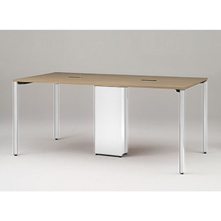 アクトリンク ハイテーブル角型 配線キャップ付両面タイプ アジャスター脚 W2400×D1200×H1050　JPH-2412HWA-WM　［WM：天板 71/アッシュドオークM×脚 W9/ホワイトW］