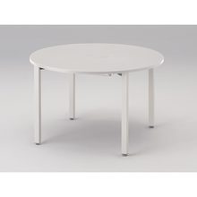 アクトリンク ミーティングテーブル 円型 配線キャップ付 アジャスター脚 φ1200×H720　JPM-1212CWA-WL　［WL：天板 W9/ホワイトW×脚 W9/ホワイトW］