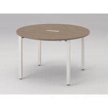 アクトリンク ミーティングテーブル 円型 配線キャップ付 アジャスター脚 φ1200×H720　JPM-1212CWA-WM　［WM：天板 71/アッシュドオークM×脚 W9/ホワイトW］