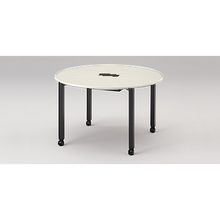 アクトリンク ミーティングテーブル 円型 配線キャップ付 キャスター脚 φ1200×H720　JPM-1212CWC-TH　［TH：天板 61/アッシュドパインL×脚 T1/サテンブラックT］