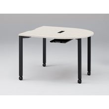 アクトリンク ミーティングテーブル 片R型 配線キャップ付 キャスター脚 W1200×D1200×H720　JPM-1212RWC-TH　［TH：天板 61/アッシュドパインL×脚 T1/サテンブラックT］