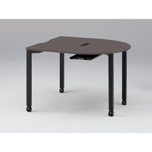 アクトリンク ミーティングテーブル 片R型 配線キャップ付 キャスター脚 W1200×D1200×H720　JPM-1212RWC-TR　［TR：天板 81/アッシュドオークD×脚 T1/サテンブラックT］