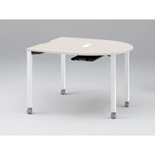 アクトリンク ミーティングテーブル 片R型 配線キャップ付 キャスター脚 W1200×D1200×H720　JPM-1212RWC-WH　［WH：天板 61/アッシュドパインL×脚 W9/ホワイトW］