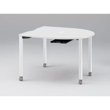 アクトリンク ミーティングテーブル 片R型 配線キャップ付 キャスター脚 W1200×D1200×H720　JPM-1212RWC-WL　［WL：天板 W9/ホワイトW×脚 W9/ホワイトW］