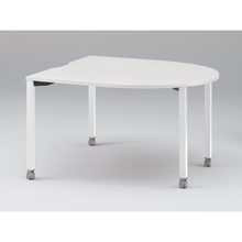 アクトリンク ミーティングテーブル 片R型 配線キャップなし キャスター脚 W1400×D1400×H720　JPM-1414RNC-WL　［WL：天板 W9/ホワイトW×脚 W9/ホワイトW］