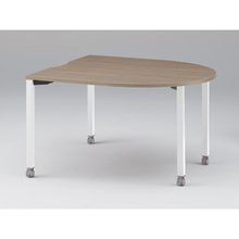 アクトリンク ミーティングテーブル 片R型 配線キャップなし キャスター脚 W1400×D1400×H720　JPM-1414RNC-WM　［WM：天板 71/アッシュドオークM×脚 W9/ホワイトW］