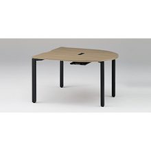 アクトリンク ミーティングテーブル 片R型 配線キャップ付 アジャスター脚 W1400×D1400×H720　JPM-1414RWA-TM　［TM：天板 71/アッシュドオークＭ×脚 T1/サテンブラックT］