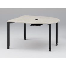 アクトリンク ミーティングテーブル 片R型 配線キャップ付 キャスター脚 W1400×D1400×H720　JPM-1414RWC-TH　［TH：天板 61/アッシュドパインL×脚 T1/サテンブラックT］