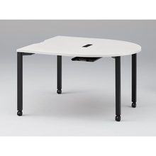 アクトリンク ミーティングテーブル 片R型 配線キャップ付 キャスター脚 W1400×D1400×H720　JPM-1414RWC-TL　［TL：天板 W9/ホワイトW×脚 T1/サテンブラックT］