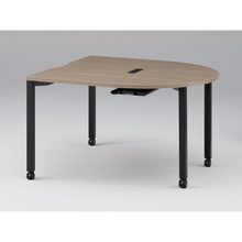 アクトリンク ミーティングテーブル 片R型 配線キャップ付 キャスター脚 W1400×D1400×H720　JPM-1414RWC-TM　［TM：天板 71/アッシュドオークＭ×脚 T1/サテンブラックT］