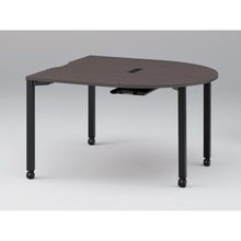 アクトリンク ミーティングテーブル 片R型 配線キャップ付 キャスター脚 W1400×D1400×H720　JPM-1414RWC-TR　［TR：天板 81/アッシュドオークD×脚 T1/サテンブラックT］