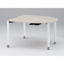 アクトリンク ミーティングテーブル 片R型 配線キャップ付 キャスター脚 W1400×D1400×H720　JPM-1414RWC-WH　［WH：天板 61/アッシュドパインL×脚 W9/ホワイトW］