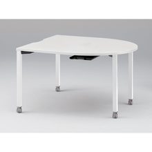 アクトリンク ミーティングテーブル 片R型 配線キャップ付 キャスター脚 W1400×D1400×H720　JPM-1414RWC-WL　［WL：天板 W9/ホワイトW×脚 W9/ホワイトW］