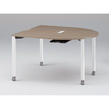 アクトリンク ミーティングテーブル 片R型 配線キャップ付 キャスター脚 W1400×D1400×H720　JPM-1414RWC-WM　［WM：天板 71/アッシュドオークM×脚 W9/ホワイトW］