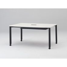 アクトリンク ミーティングテーブル 角型 配線キャップ付 キャスター脚 W1500×D750×H720　JPM-1507HWC-TL　［TL：天板 W9/ホワイトW×脚 T1/サテンブラックT］