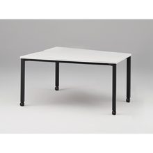 アクトリンク ミーティングテーブル 台形型 配線キャップなし キャスター脚 W1800×D1200/800×H720　JPM-1812TNC-TL　［TL：天板 W9/ホワイトW×脚 T1/サテンブラックT］