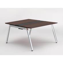 アフィーノ ワークベンチ JVB-1214GEPN-PY 両面タイプ 単独型 アルミミラー脚 W1200×D1400 ［天板：ブラックウォールナットD］