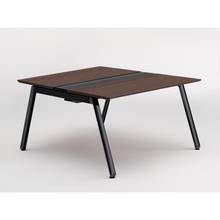 アフィーノ ワークベンチ JVB-1214GETN-TY 両面タイプ 単独型 アルミ塗装脚 W1200×D1400 ［天板：ブラックウォールナットD］