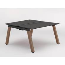 アフィーノ ワークベンチ JVB-1214GEWM1KM 両面タイプ 単独型 木製脚 W1200×D1400 ［天板：マットブラック］