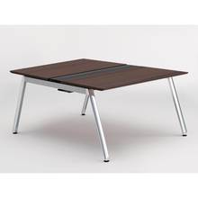 アフィーノ ワークベンチ JVB-1216GEPN-PY 両面タイプ 単独型 アルミミラー脚 W1200×D1600 ［天板：ブラックウォールナットD］