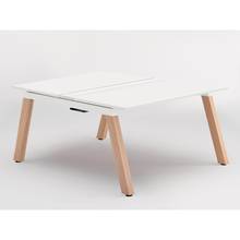 アフィーノ ワークベンチ JVB-1216GEWM1NS 両面タイプ 単独型 木製脚 W1200×D1600 ［天板：マットホワイト］