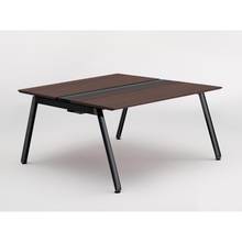 アフィーノ ワークベンチ JVB-1414GETN-TY 両面タイプ 単独型 アルミ塗装脚 W1400×D1400 ［天板：ブラックウォールナットD］