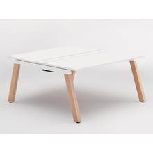 アフィーノ ワークベンチ JVB-1416GEWM1NS 両面タイプ 単独型 木製脚 W1400×D1600 ［天板：マットホワイト］