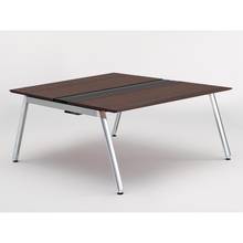 アフィーノ ワークベンチ JVB-1516GEPN-PY 両面タイプ 単独型 アルミミラー脚 W1500×D1600 ［天板：ブラックウォールナットD］