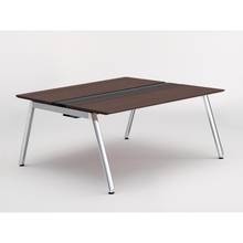 アフィーノ ワークベンチ JVB-1614GEPN-PY 両面タイプ 単独型 アルミミラー脚 W1600×D1400 ［天板：ブラックウォールナットD］