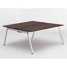 アフィーノ ワークベンチ JVB-1616GEPN-PY 両面タイプ 単独型 アルミミラー脚 W1600×D1600 ［天板：ブラックウォールナットD］