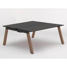 アフィーノ ワークベンチ JVB-1616GEWM1KM 両面タイプ 単独型 木製脚 W1600×D1600 ［天板：マットブラック］