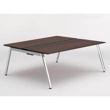 アフィーノ ワークベンチ JVB-1816GEPN-PY 両面タイプ 単独型 アルミミラー脚 W1800×D1600 ［天板：ブラックウォールナットD］