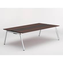 アフィーノ ワークベンチ JVB-2414GEPN-PY 両面タイプ 単独型 アルミミラー脚 W2400×D1400 ［天板：ブラックウォールナットD］