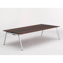 アフィーノ ワークベンチ JVB-2814GEPN-PY 両面タイプ 単独型 アルミミラー脚 W2800×D1400 ［天板：ブラックウォールナットD］