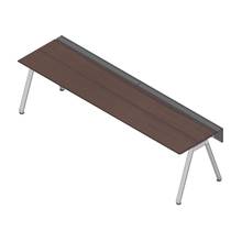 アフィーノ ワークベンチ JVB-3007GLPN-PY 片面タイプ 単独型 アルミミラー脚 W3000×D700 ［天板：ブラックウォールナットD］