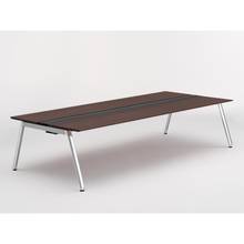 アフィーノ ワークベンチ JVB-3014GEPN-PY 両面タイプ 単独型 アルミミラー脚 W3000×D1400 ［天板：ブラックウォールナットD］