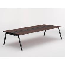 アフィーノ ワークベンチ JVB-3014GETN-TY 両面タイプ 単独型 アルミ塗装脚 W3000×D1400 ［天板：ブラックウォールナットD］