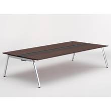 アフィーノ ワークベンチ JVB-3016GEPN-PY 両面タイプ 単独型 アルミミラー脚 W3000×D1600 ［天板：ブラックウォールナットD］