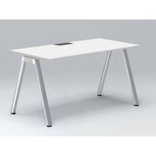 アフィーノ パーソナルデスク JVD-1407HWPN-PL 角型 アルミミラー脚 1400×700 ［天板：ホワイトW］