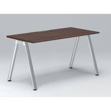 アフィーノ パーソナルデスク JVD-1407HWPN-PY 角型 アルミミラー脚 1400×700 ［天板：ブラックウォールナットD］