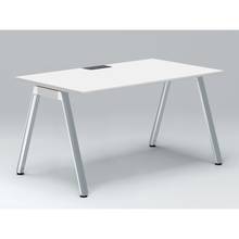 アフィーノ パーソナルデスク JVD-1408HWPN-PL 角型 アルミミラー脚 1400×800 ［天板：ホワイトW］