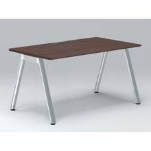 アフィーノ パーソナルデスク JVD-1408HWPN-PY 角型 アルミミラー脚 1400×800 ［天板：ブラックウォールナットD］