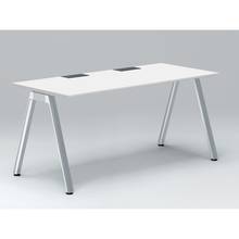 アフィーノ パーソナルデスク JVD-1607HWPN-PL 角型 アルミミラー脚 1600×700 ［天板：ホワイトW］