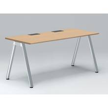 アフィーノ パーソナルデスク JVD-1607HWPN-PX 角型 アルミミラー脚 1600×700 ［天板：ホワイトオークM］