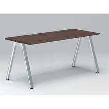 アフィーノ パーソナルデスク JVD-1607HWPN-PY 角型 アルミミラー脚 1600×700 ［天板：ブラックウォールナットD］