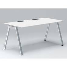 アフィーノ パーソナルデスク JVD-1608HWPN-PL 角型 アルミミラー脚 1600×800 ［天板：ホワイトW］