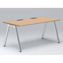 アフィーノ パーソナルデスク JVD-1608HWPN-PX 角型 アルミミラー脚 1600×800 ［天板：ホワイトオークM］